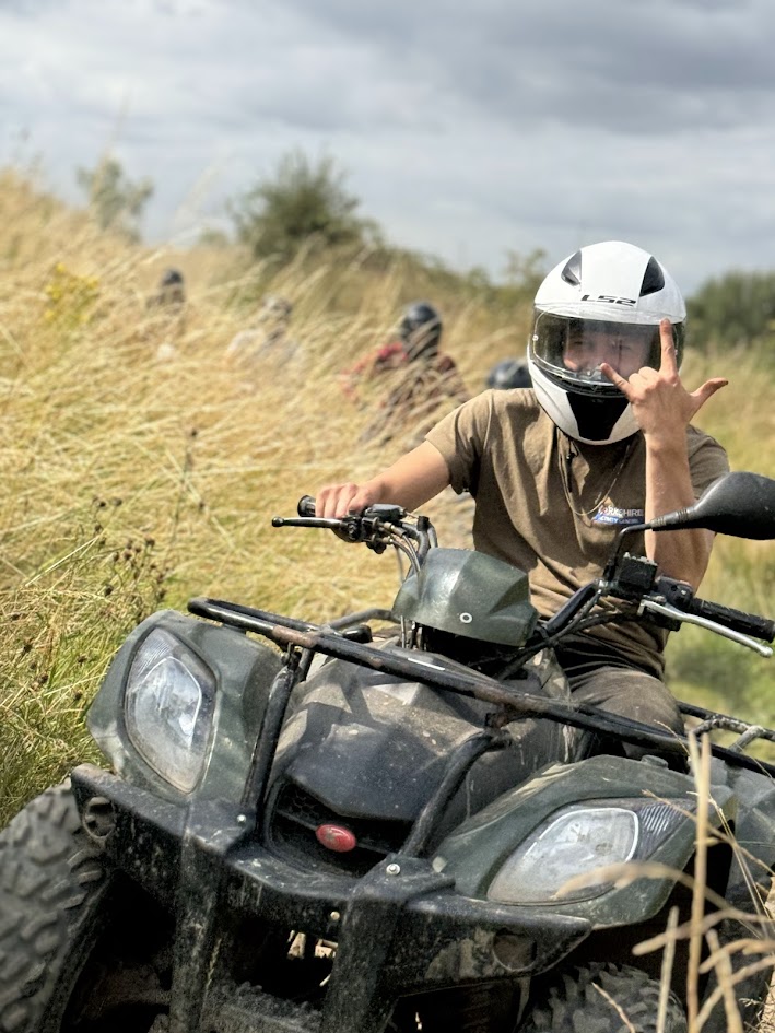 Happy customer quad biking at Yorkshire Activity Centre